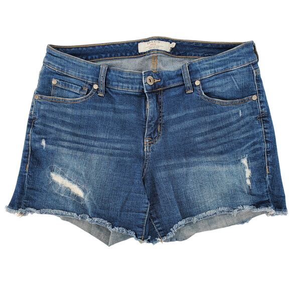 Torrid Womens 12 Mid-Rise Distressed Medium Wash Denim‎ Jean Shorts Pre-Owned - Picture 1 of 5